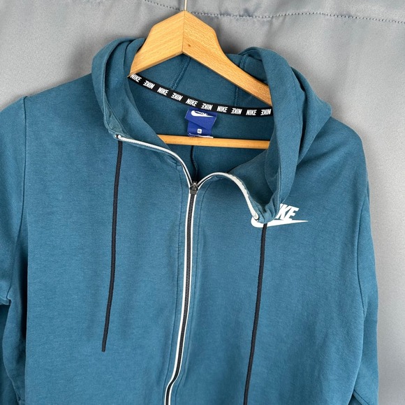 Nike Mens Full Zip Hoodie Teal Blue Swoosh Logo XL Sportswear AJ6318-401 - Picture 2 of 8